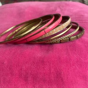 Elegant Pink and Gold Bangle Set